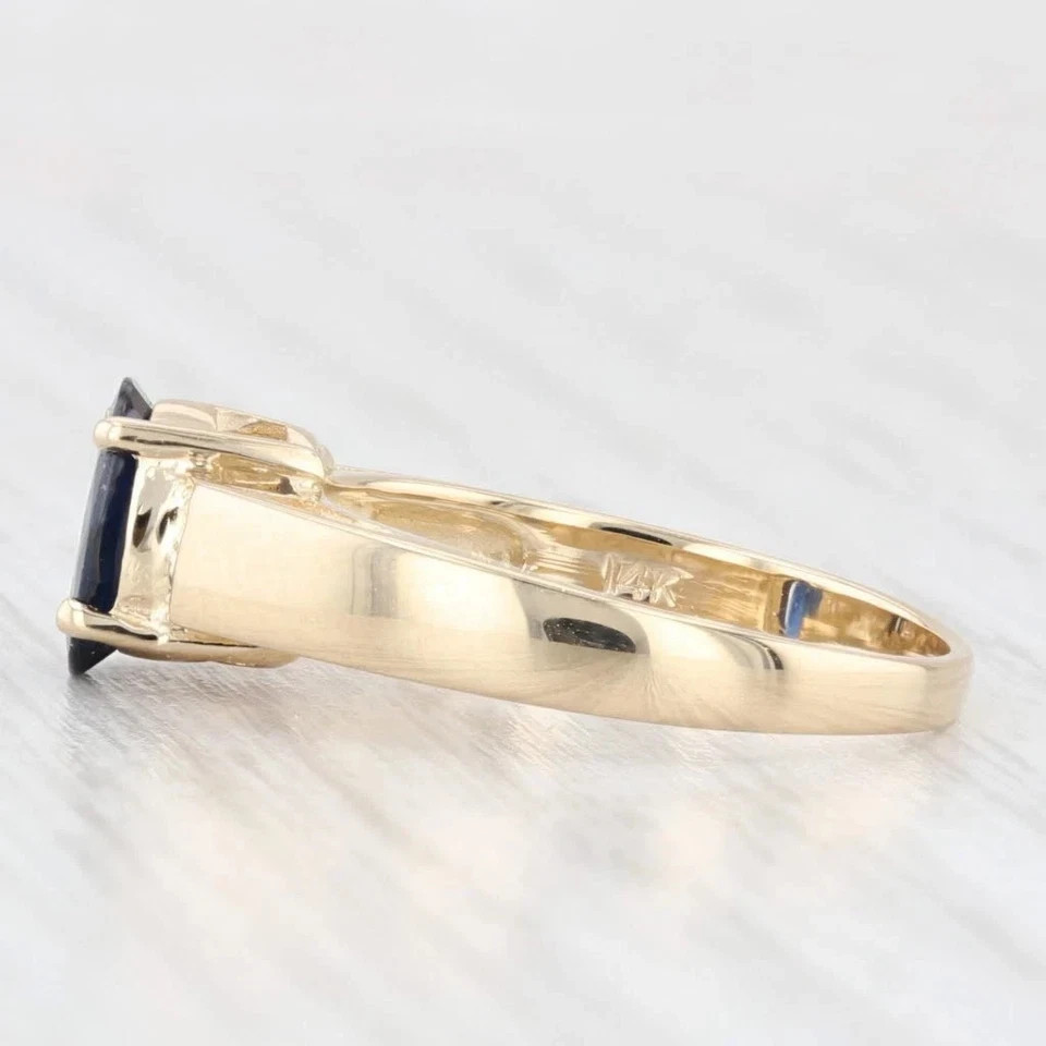 2.96 Ct Oval Cut Blue Sapphire Diamond Wedding Ring 14K Solid Yellow Gold