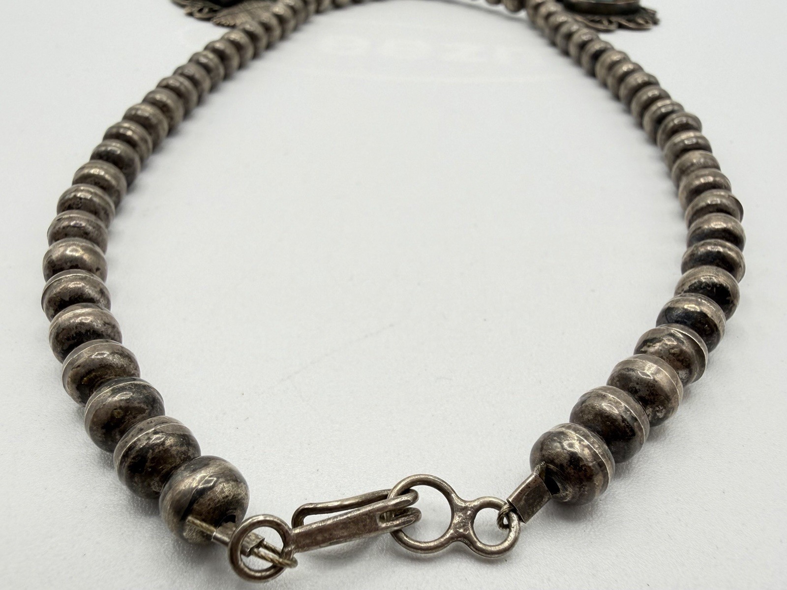 50g Vintage Navajo Persian Turquoise Sterling Silver Pendant Ball Beads Necklace