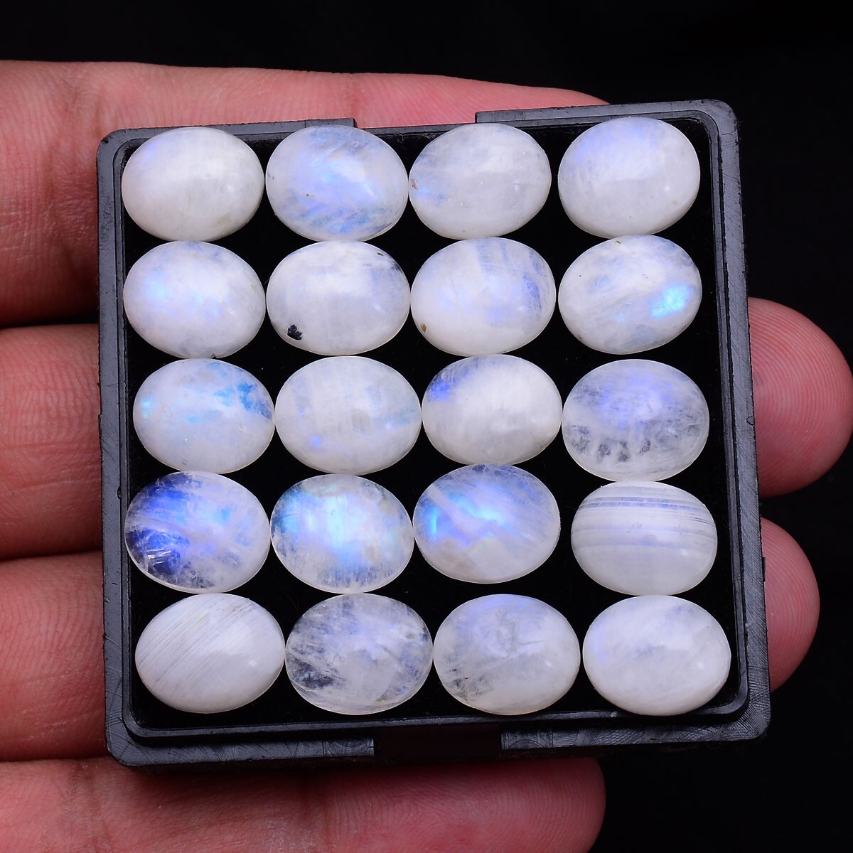 10 Pcs Natural Blue Shine Moonstone 11mm*9mm Oval Cabochon Untreated Gemstones