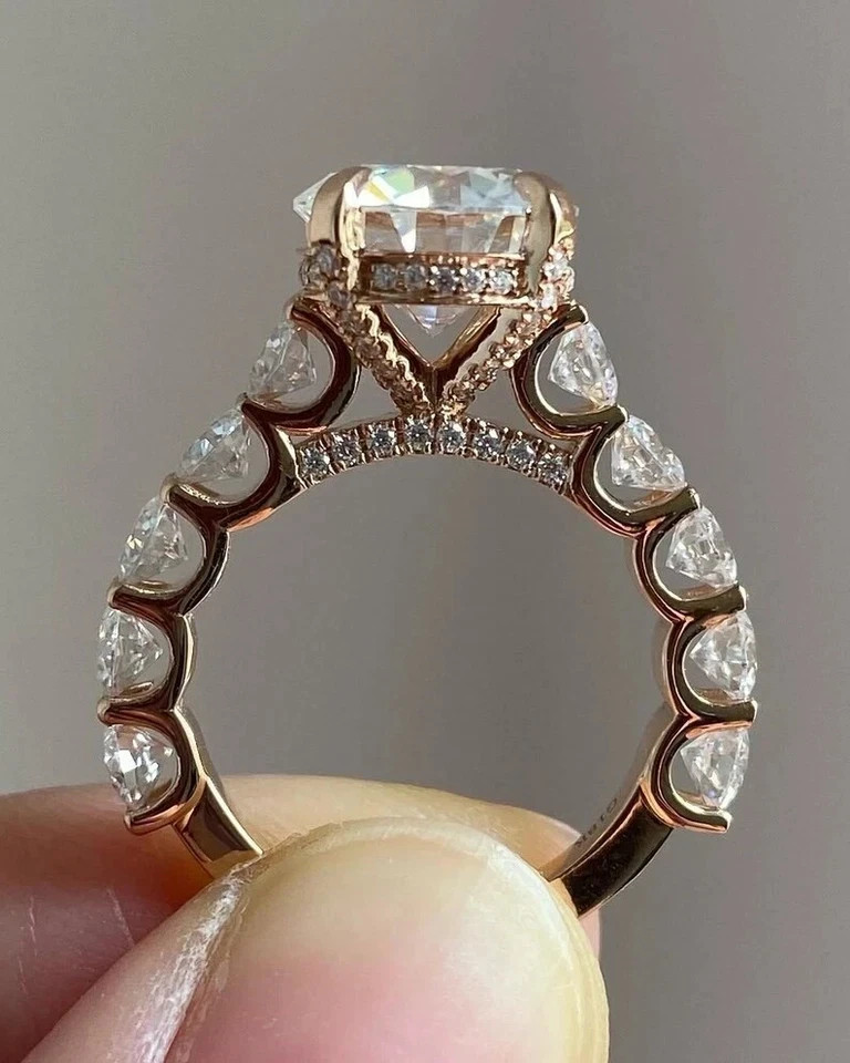 5Ct Round EF/VS1 Lab Grown Diamond Hidden Halo Wedding Ring 14k Yellow Gold IGI