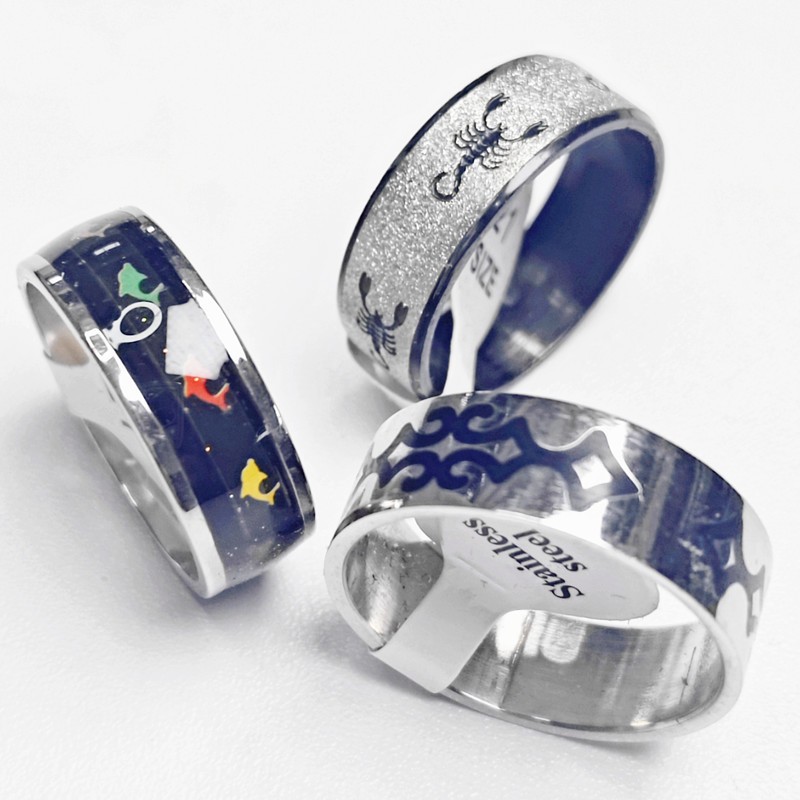 36 Pcs 3 Styles Mixed Stainless Steel Rings Unisex Stackable Bulk Jewelry Set