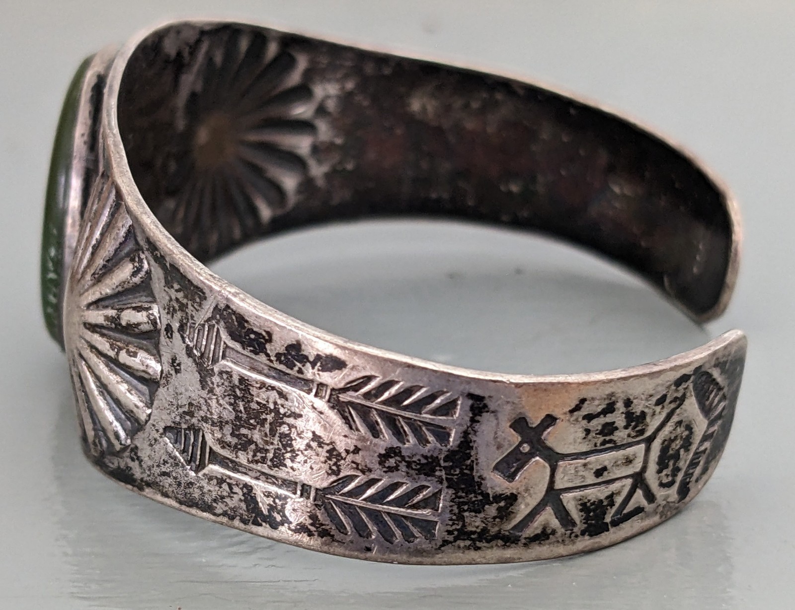 Fred Harvey Era Navajo Stamped Silver Cuff Bracelet