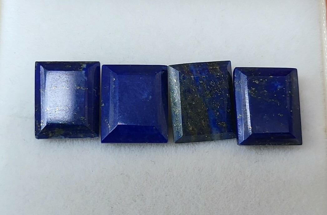 Lapis Lazuli Loose 12x10mm Approx. Octagon Faceted–Blue and Gold Lot of 4