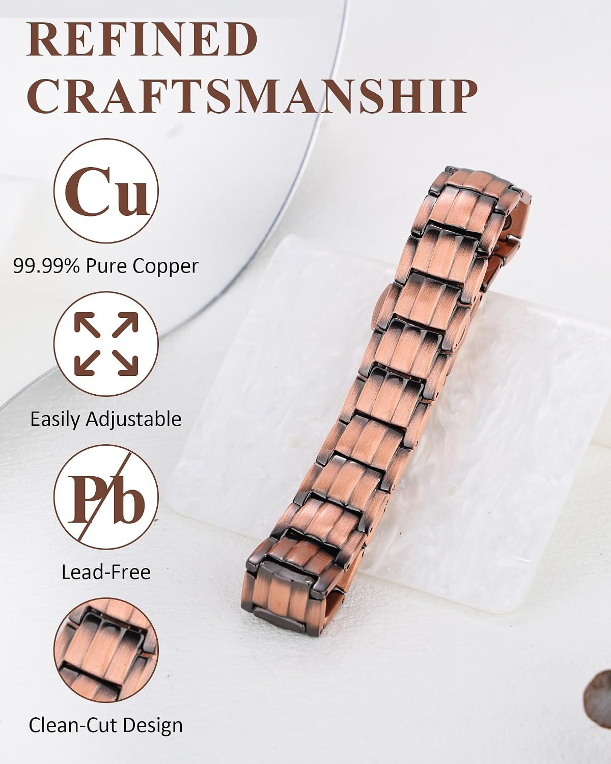 Patriotic Design Magnetic Bracelets for Men, Ultra Strength 99.9% Pure Copper Br