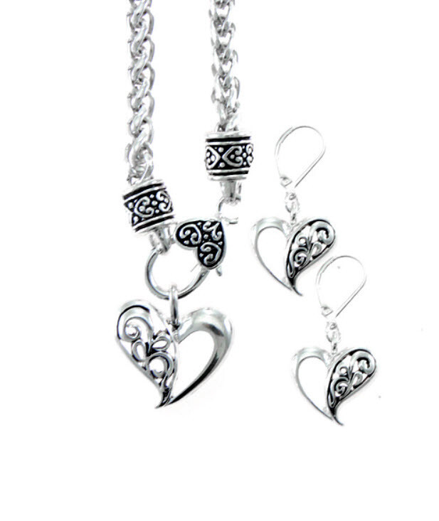 BRIGHTON BEACH Filigree Metal Necklace & Earring Set