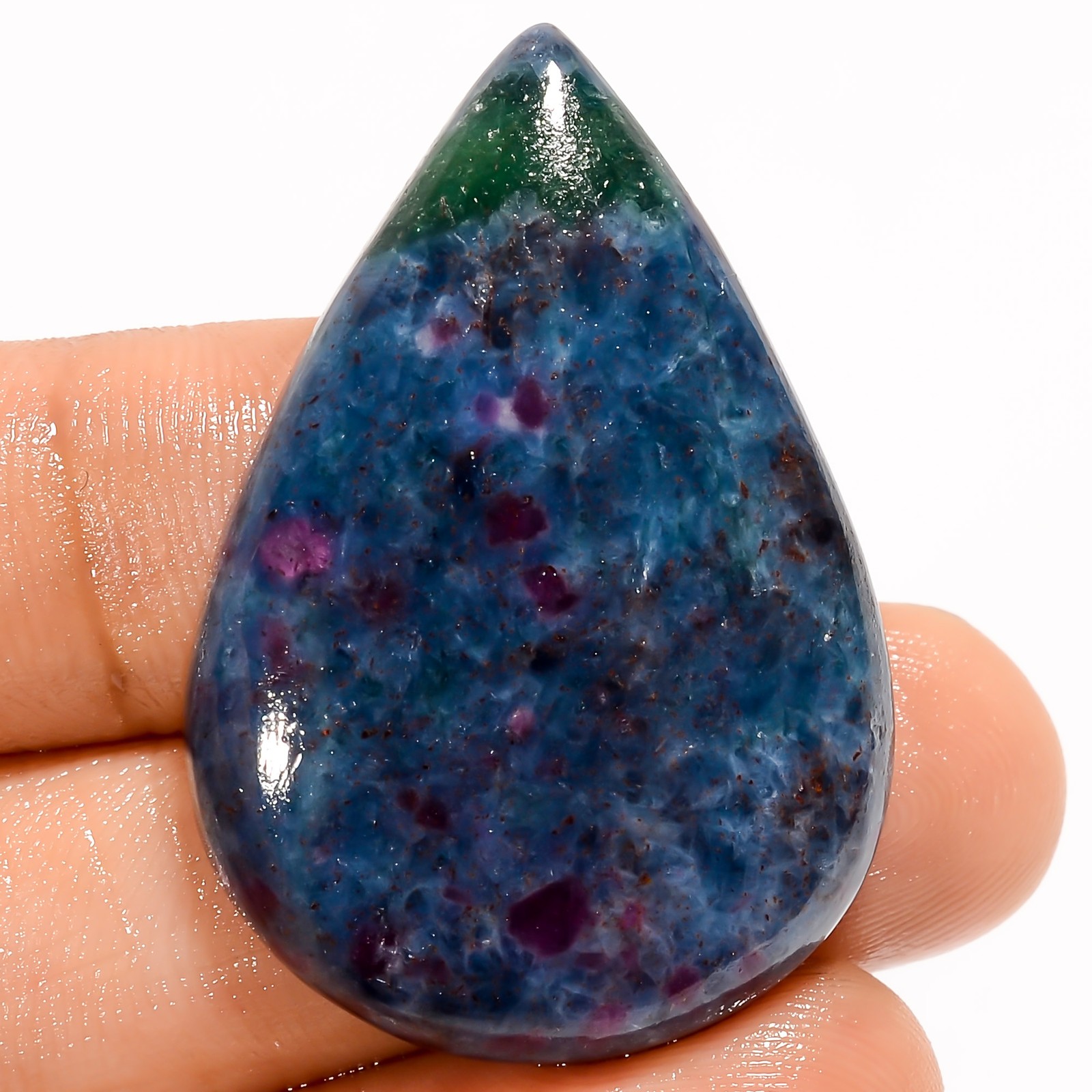 100% Natural Ruby Kyanite Pear Shape Cabochon Gemstone 65.5 Ct 37X25X6mm A-36295