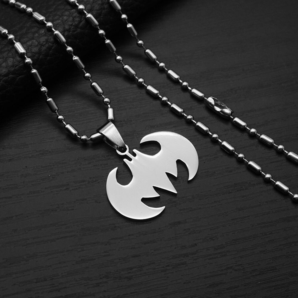 Stainless Steel Superhero Bat Charm Necklace Batman Insect Pendant Jewelry