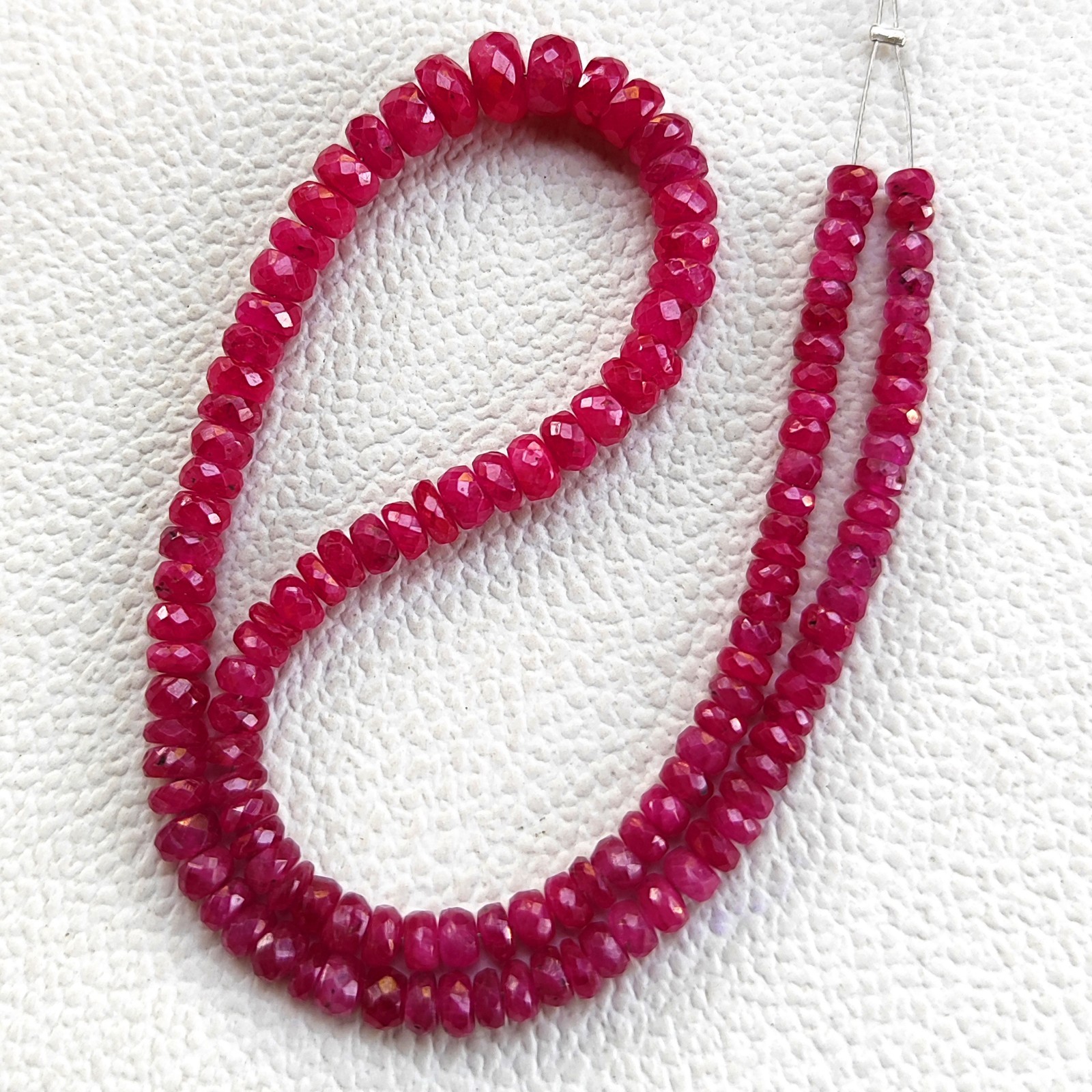 Myanmar Ruby 3.5-6mm Faceted Rondelle Cut Stone Beads 12” Strand Natural Gems