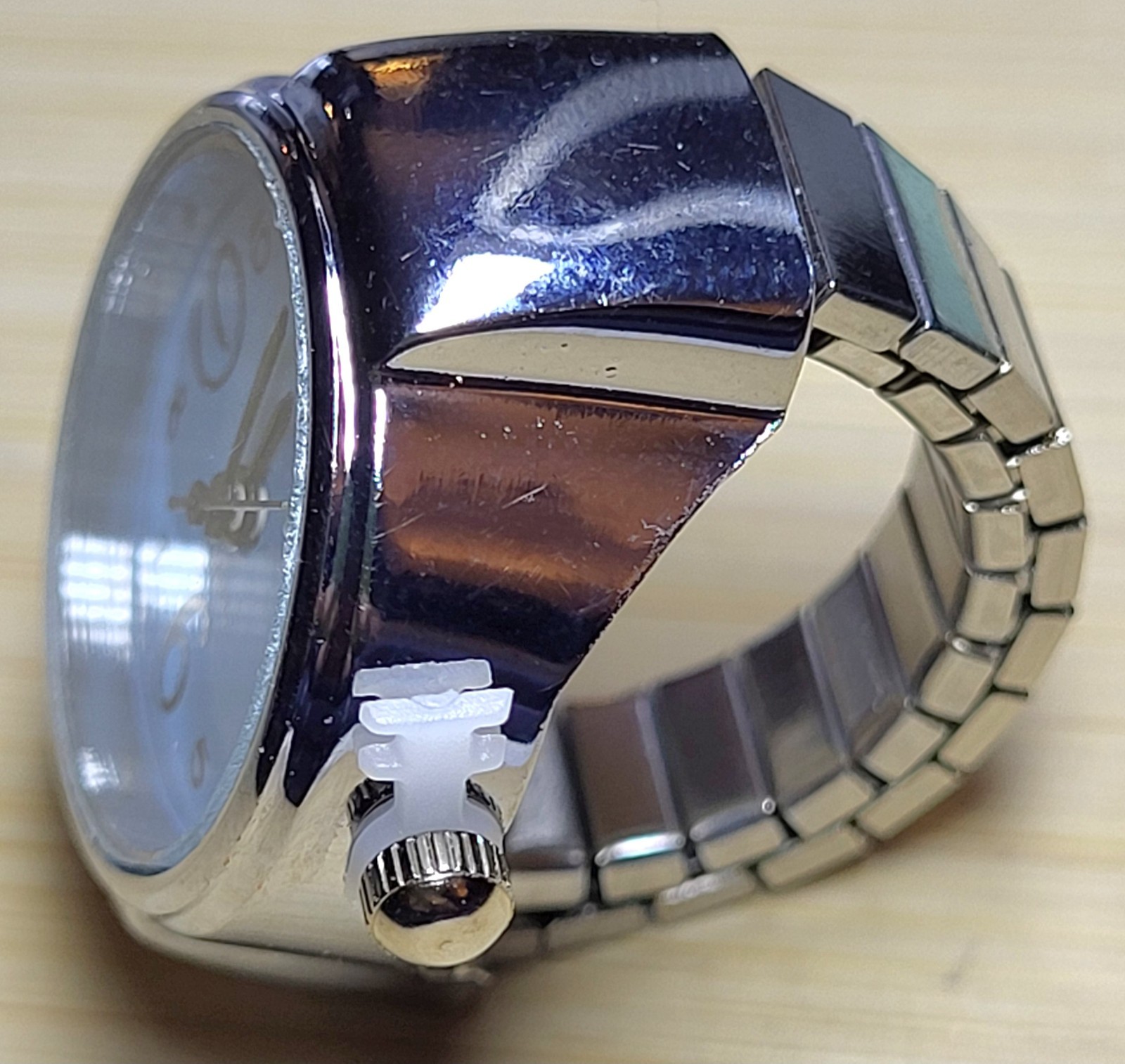 Blue Face Stretch Watch Ring Starting Size 6.25 To Over Size 10 New WORKS