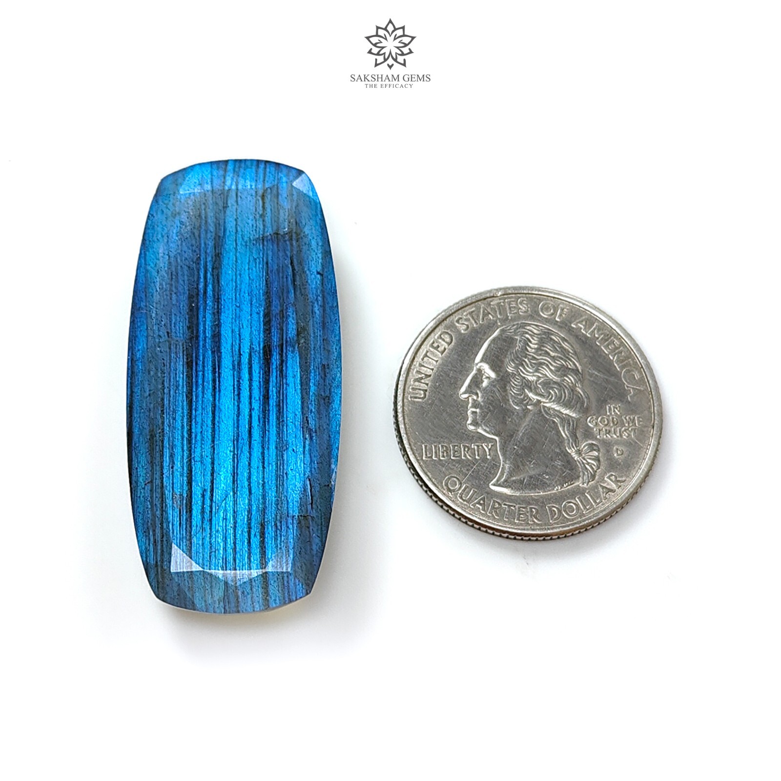 50.70cts High Quality Natural Labradorite Baguette Shape Gemstone 42*19mm 1Pc