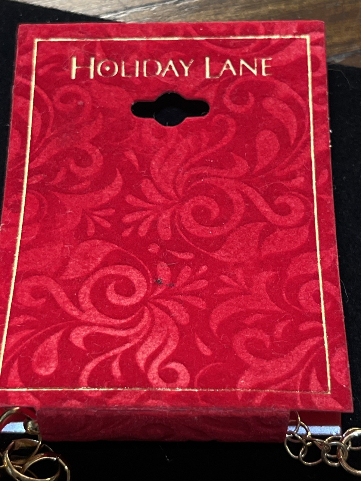 Holiday Lane Christmas Necklace Gold Tone Crystals Bells Lights Jingle Bells