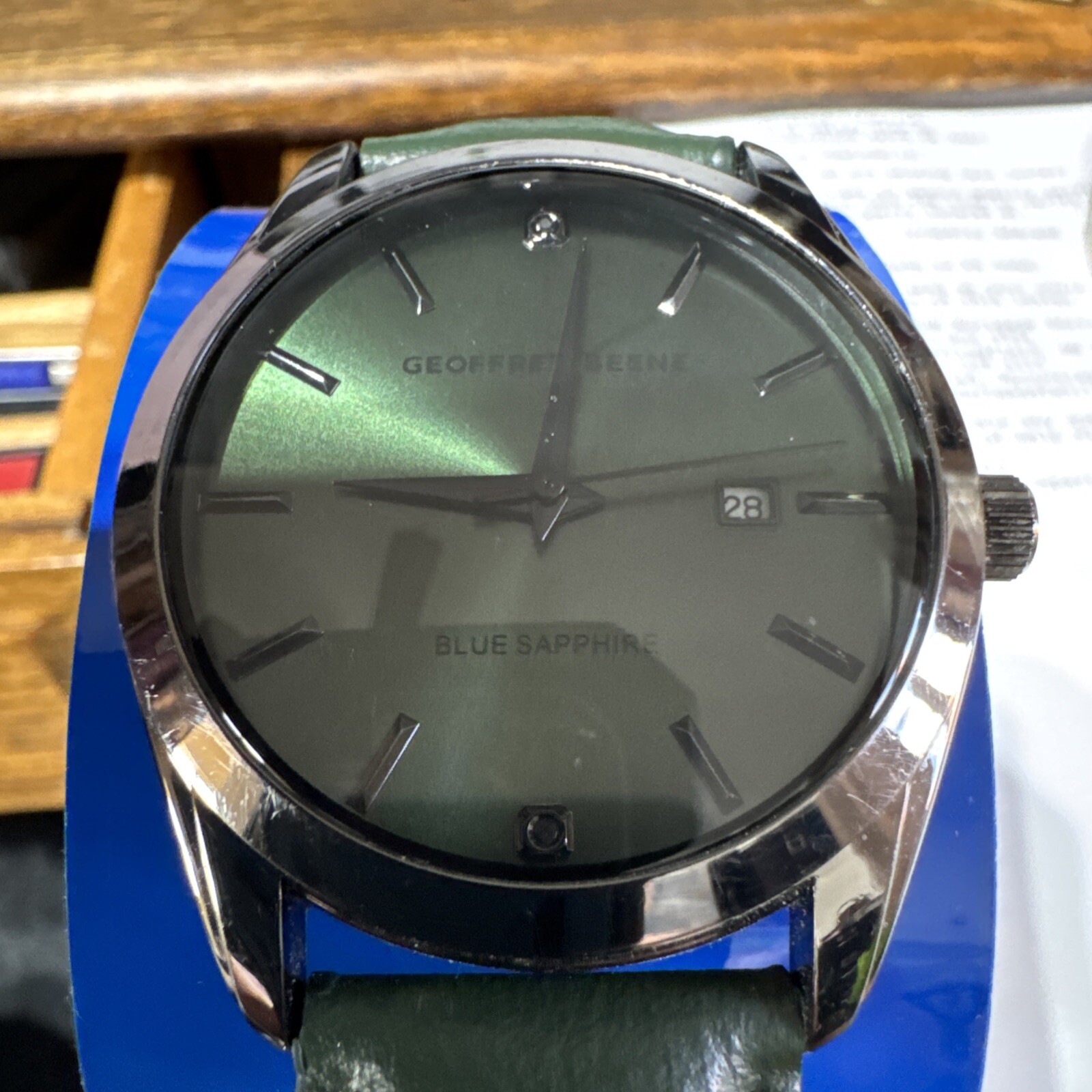 Geoffrey Beene Men’s Black Diamond Watch –