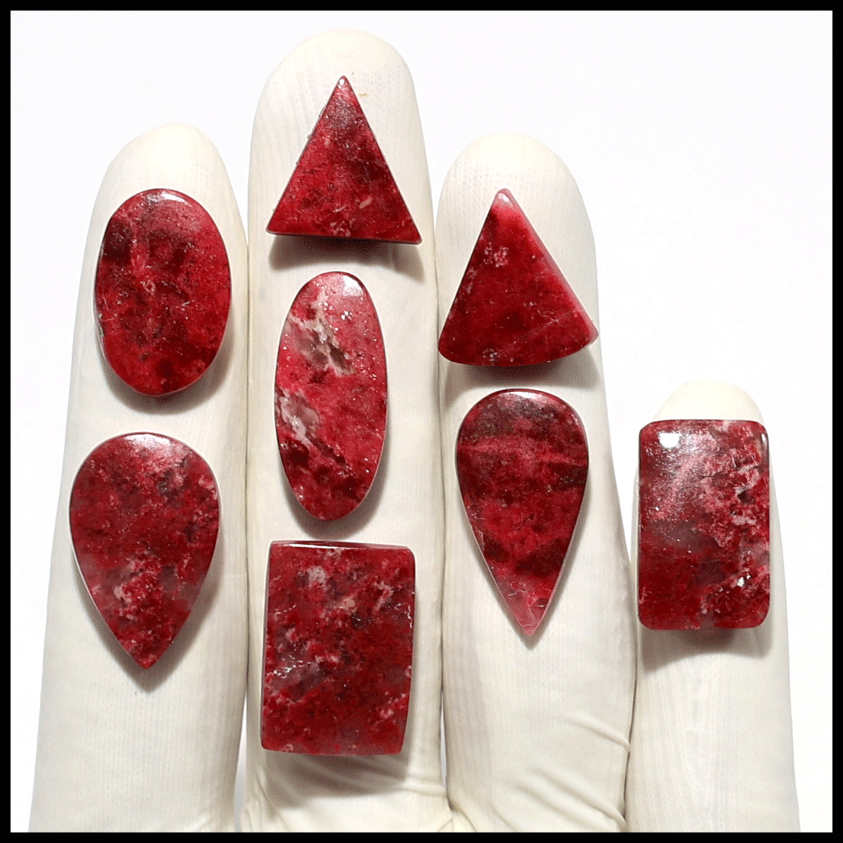 8 PC Natural Thulite Hi-Quality 16.2mm-24.7mm Mix Cabochon Loose Gemstones Lot