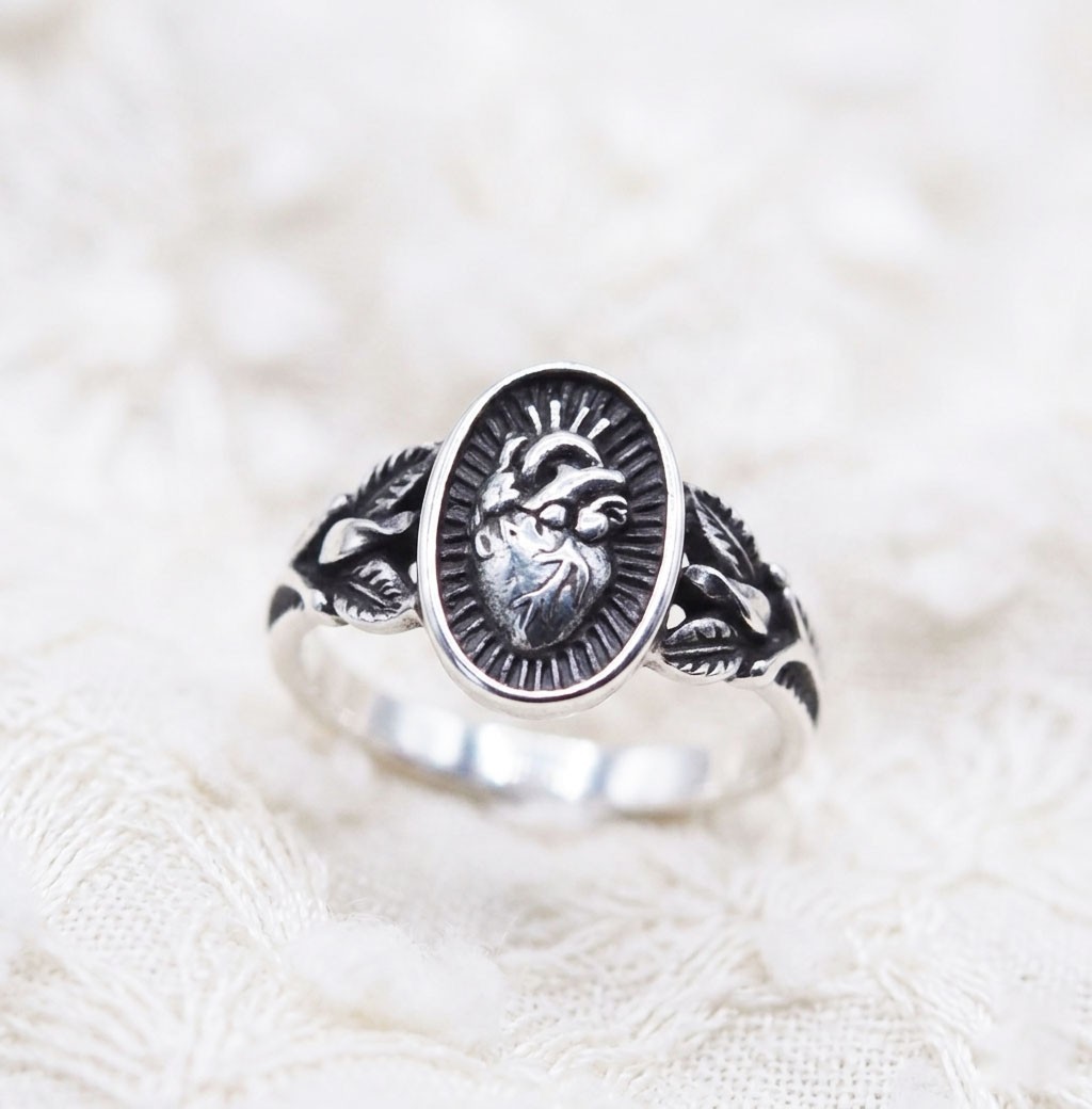Anatomical Heart Women Gothic Vintage Love Organ 925 Sterling Silver Ring