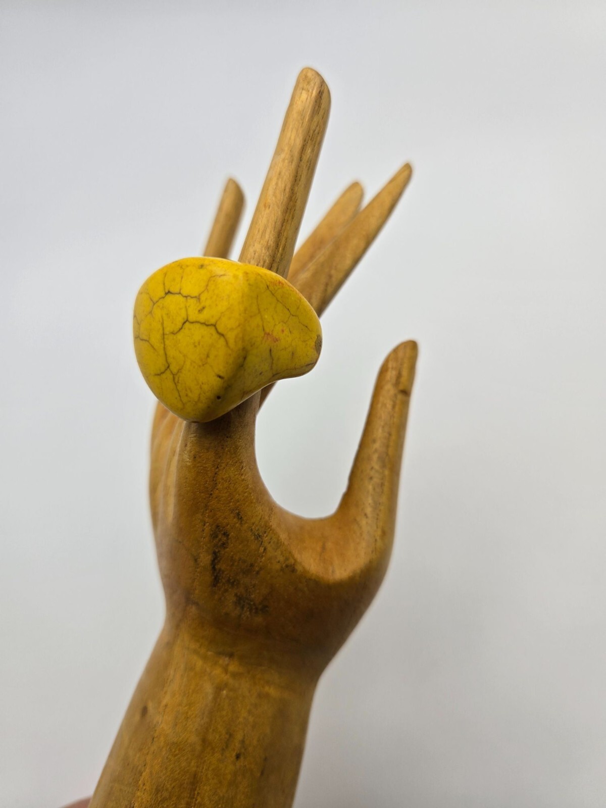 VTG Chunky Artisan Handmade Yellow Mustard Color Ceramic Ring 8.5