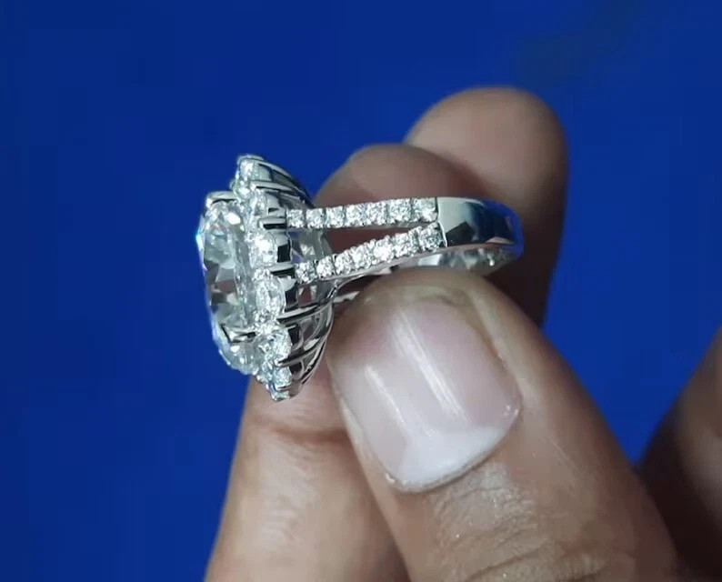 RARE 10.00 Ct Certified White Diamond Round Cut Solitaire Ring In 925 Silver