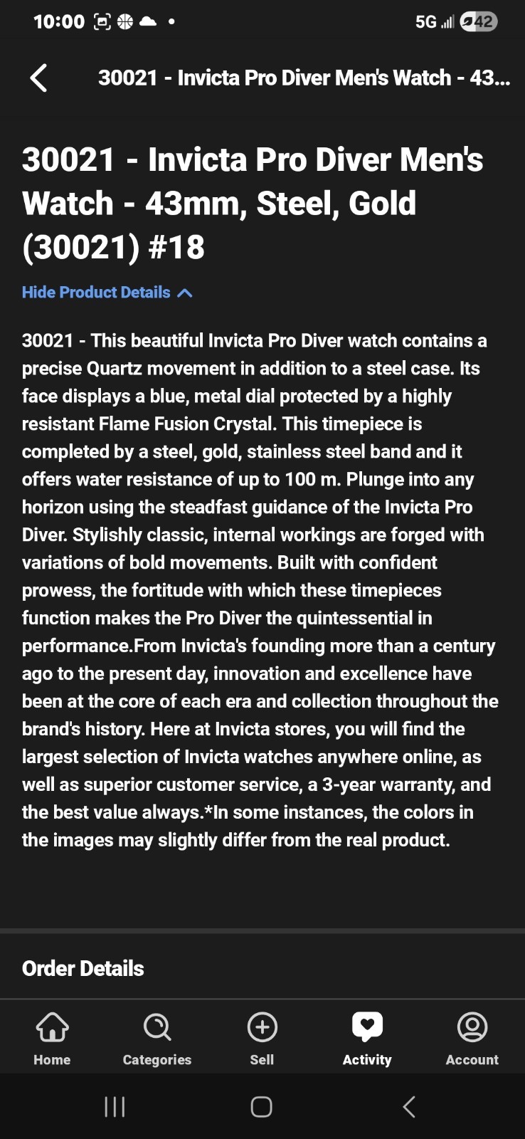 Invicta Pro Diver Blue Men’s Watch -30021