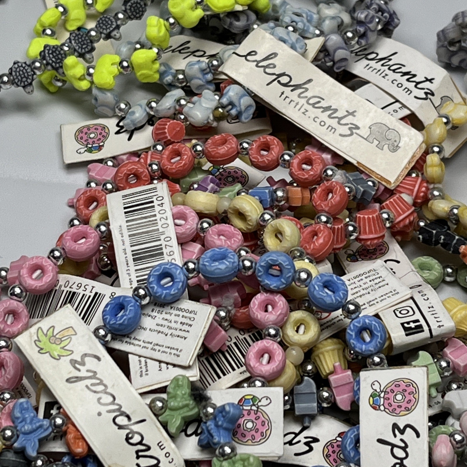Lot Of 100 Trrtlz Kids Stretch Bracelets Mixed colors and Styles