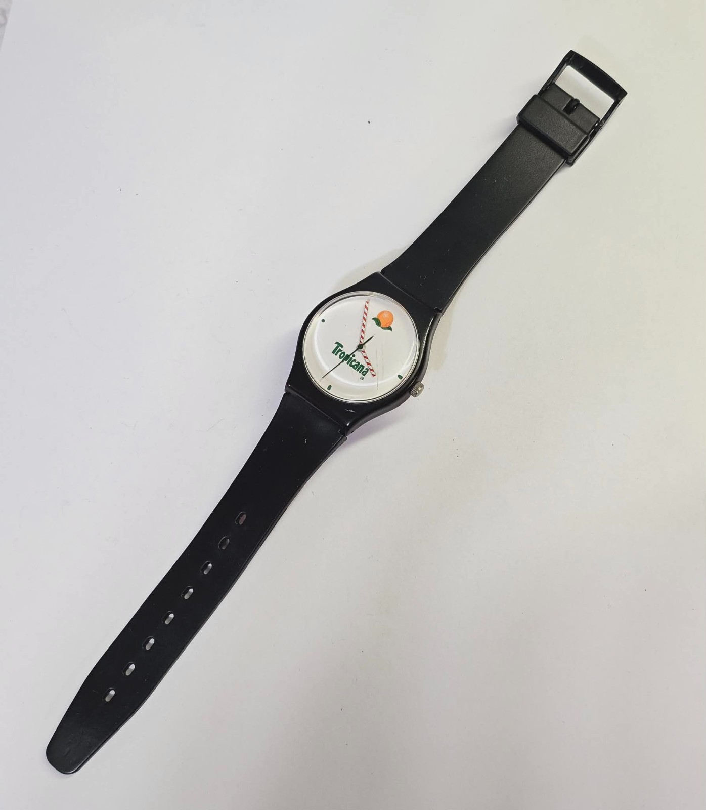 vtg Tropicana Watch Quartz Analog White Dial Promo- Untested- S299- READ