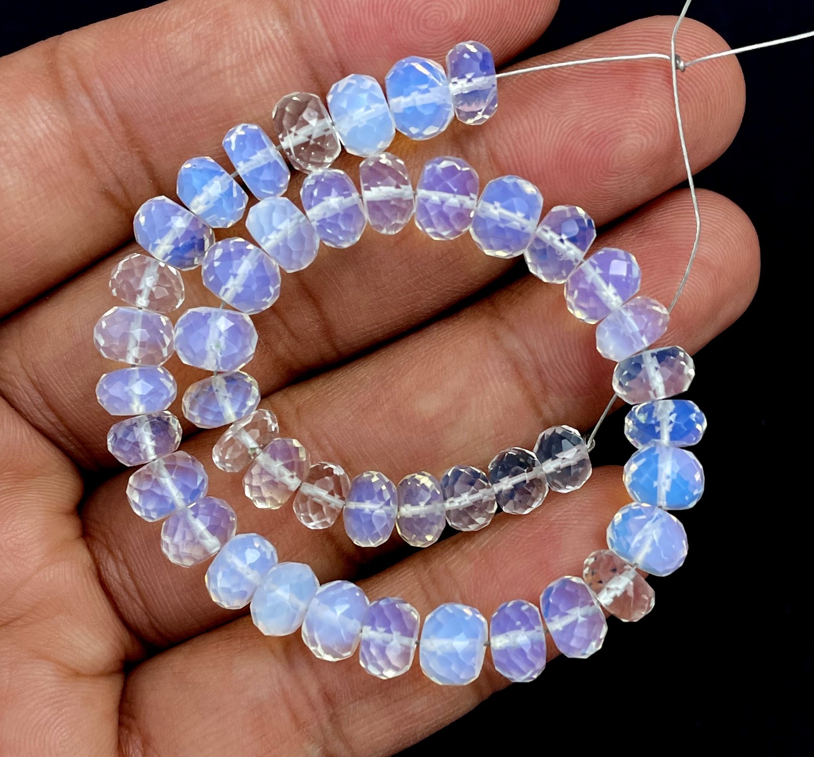 Amazing Opalite Quartz Faceted Rondelle Beads, 8 Inch Strand For Jewelry Making