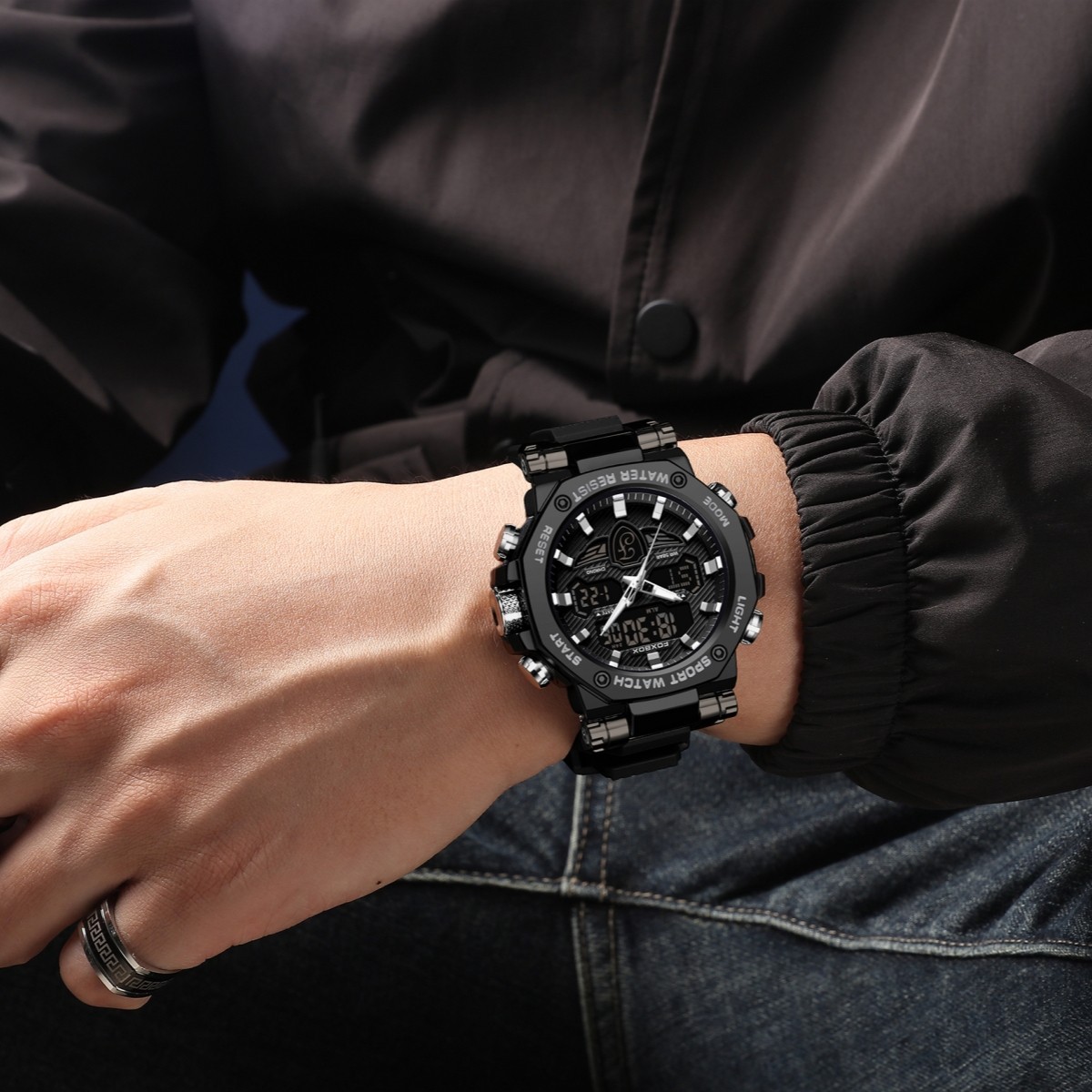 Men Watch Big Dial Quartz Digital Analog Luminous Waterproof Sport Wristwatch