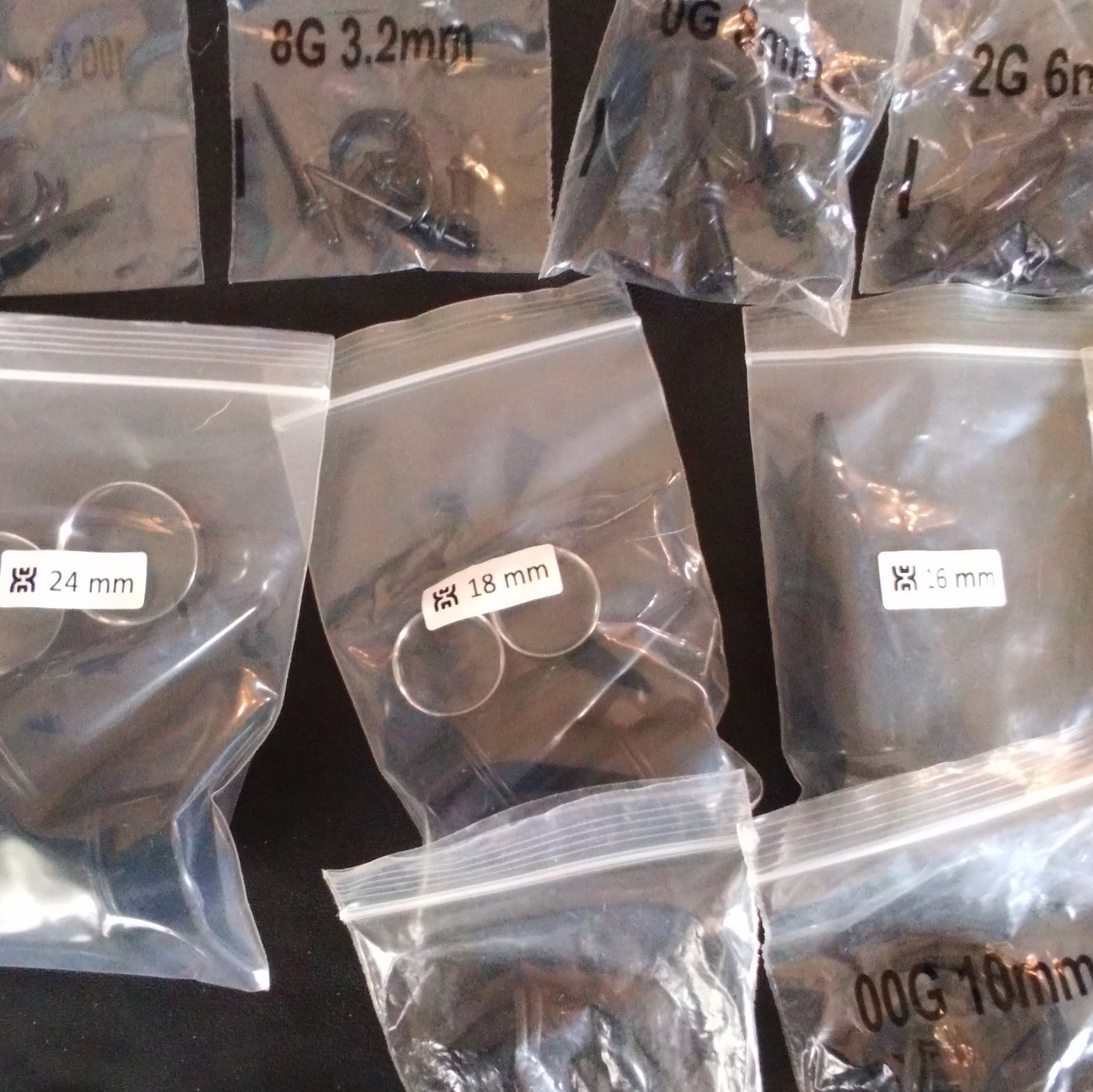 Mixed Lot Ear Plugs Tunnels Tapers Rings, Screw, Acrylic/Stainless, 10-24mm