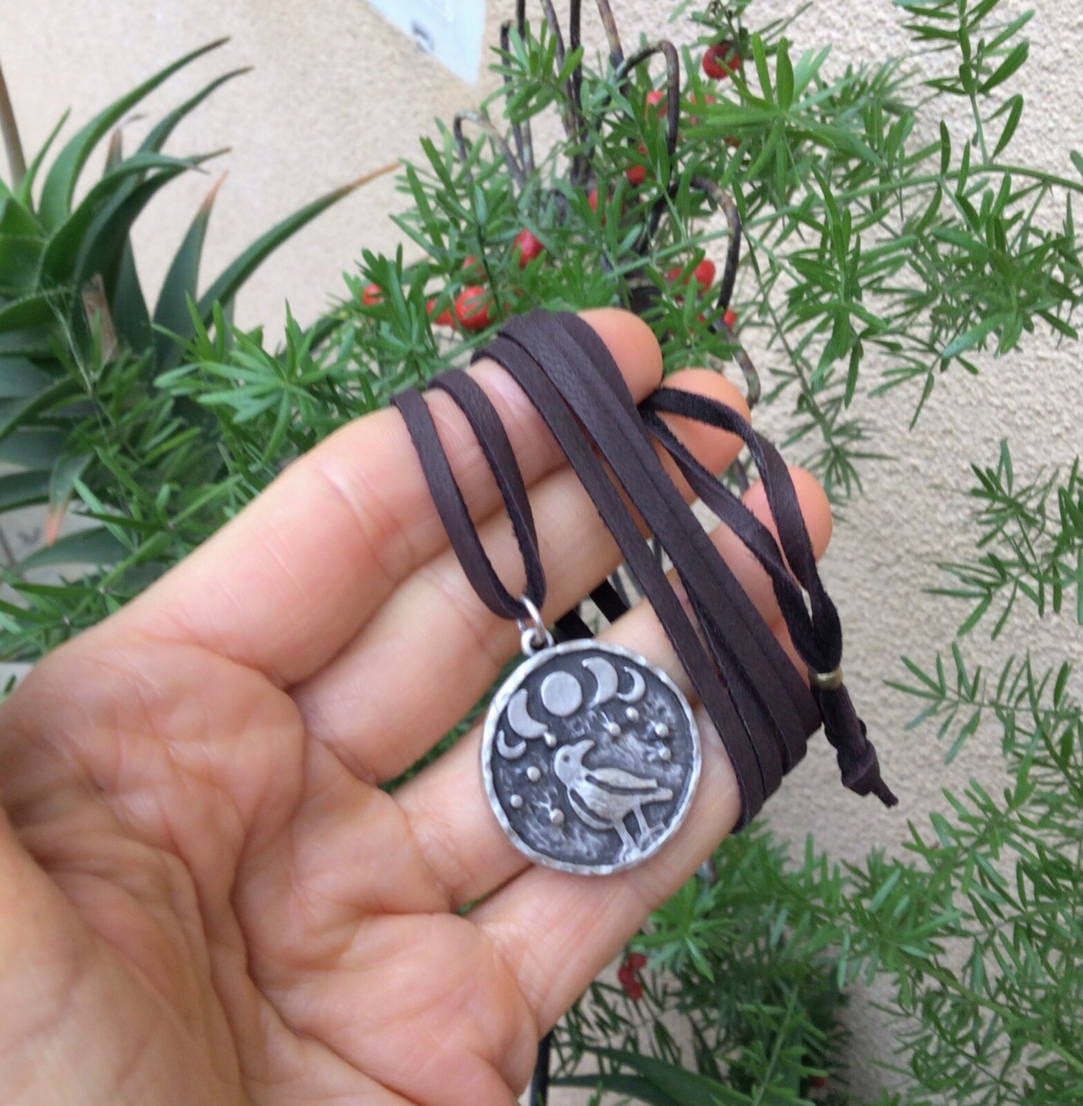NEW Sundance Charm Necklace genuine leather cord handmade artisan jewelry