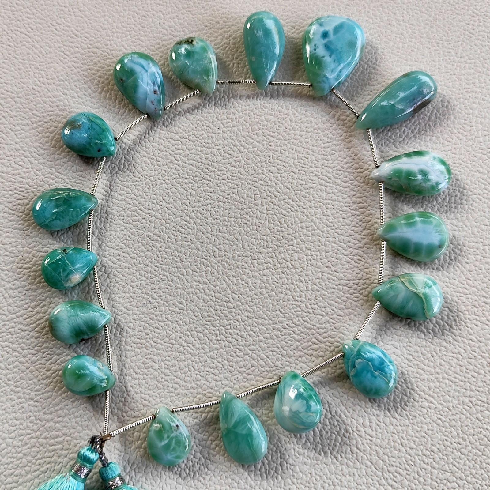 Larimar Gems Pear Shape 14×10 to 26x18mm Big Size Beads 10.5″ Strand