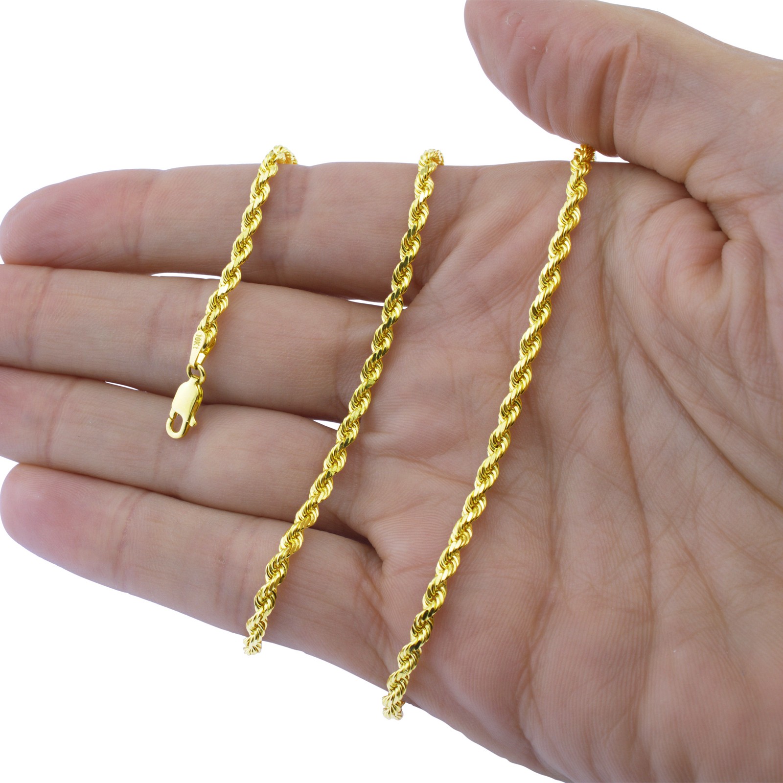 10k Yellow Solid Gold 4mm Mens Diamond Cut Rope Chain Necklace Italian Made 20″