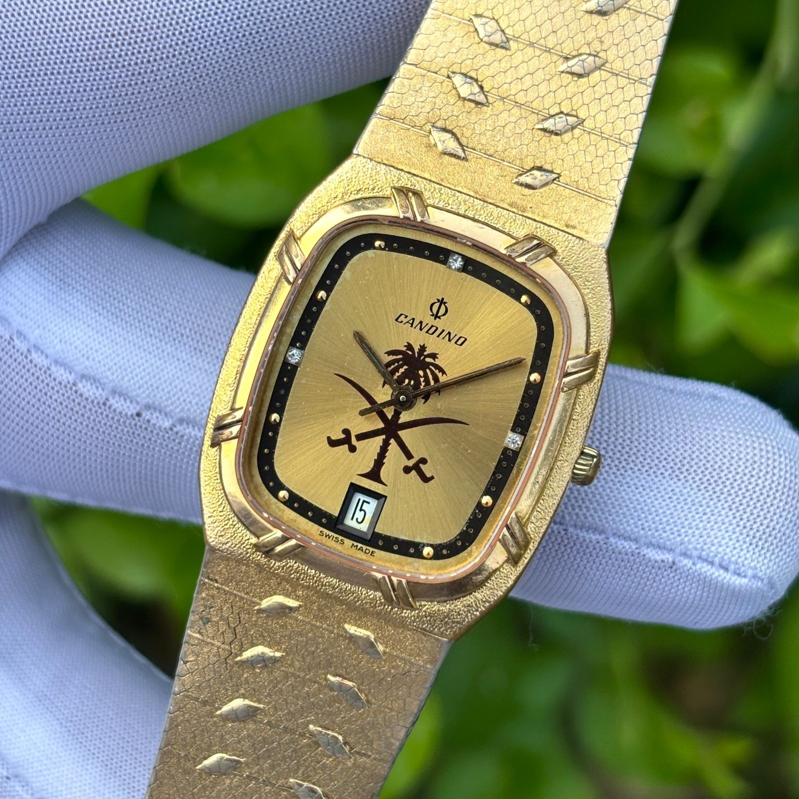 Rare Vintage Candino Saudi Arabia Logo Sapphire Crystal Swiss Men’s Quartz Watch