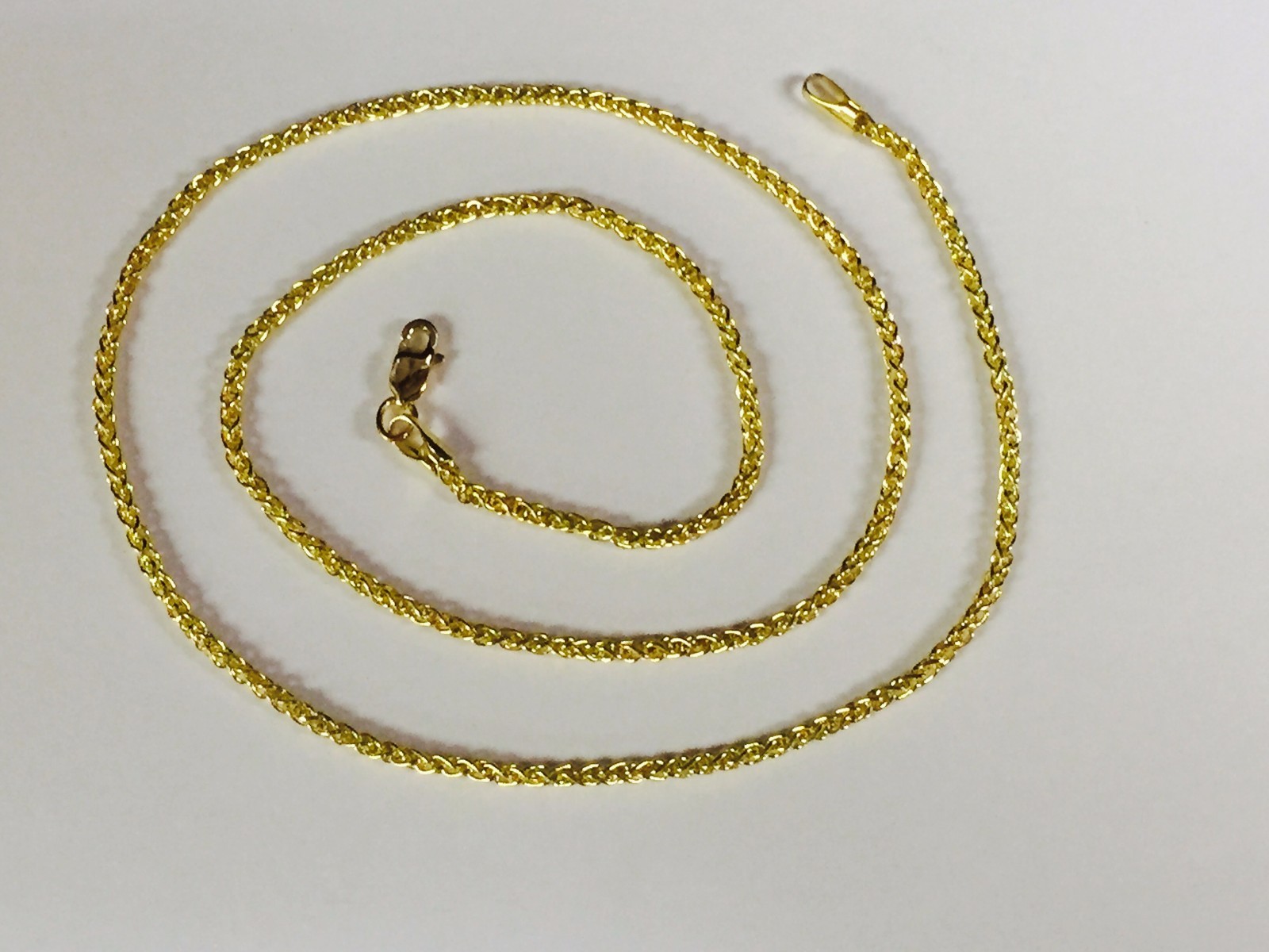 14k Yellow Gold 22″ Lite Round Wheat Link Chain Necklace 3.2 mm 10 Grams