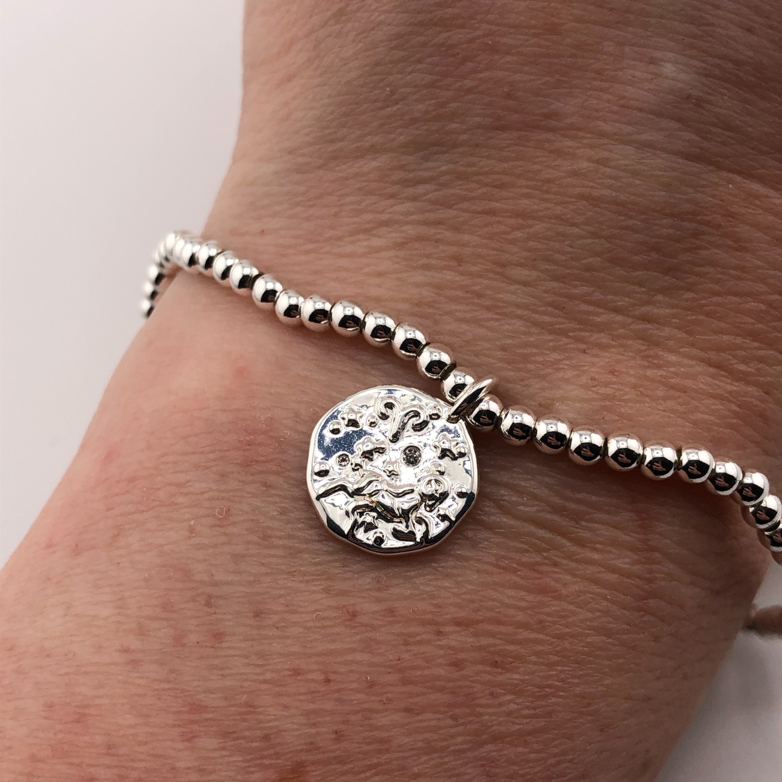 JOMA Jewellery Bracelet Silver Tone Stretch Aries Charm Zodiac Festival Starsign