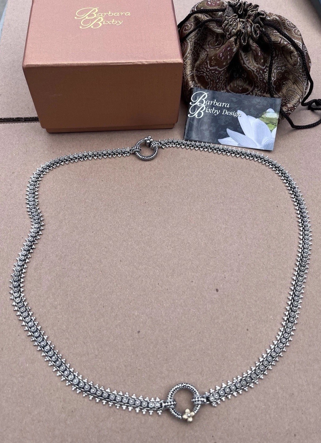 Barbara Bixby Sterling Silver & 18K Gold Accent Eastern Necklace 25″ w/ Box