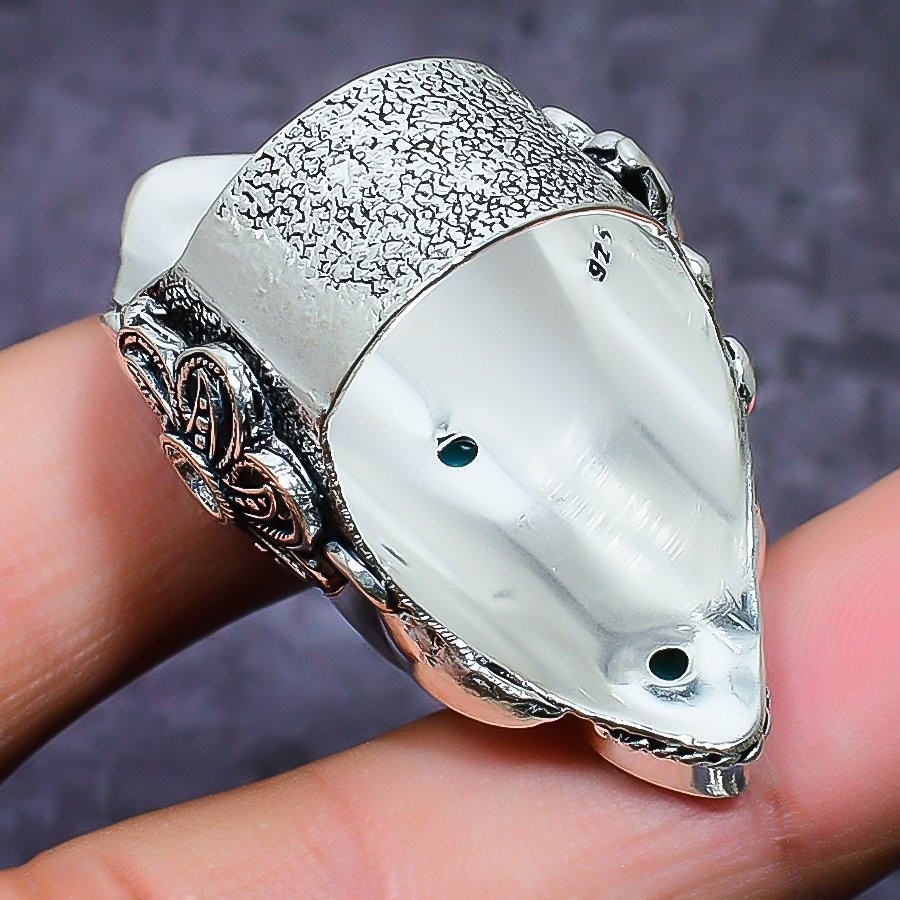 Stingrey Coral, Topaz Gemstone 925 Sterling Silver Jewelry Ring Size 7.5
