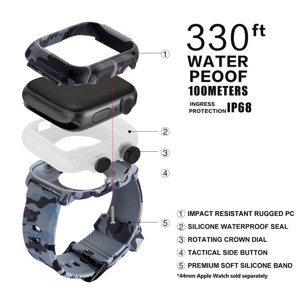Waterproof Case with iWatch Band Strap For Apple Watch Series 8 7 6 5 4 3 2 1 SE
