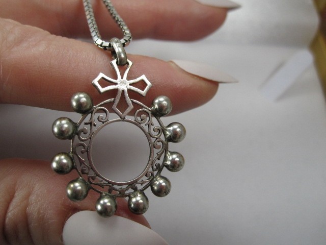 Antique European Silver Pendant with Little Cross Motif