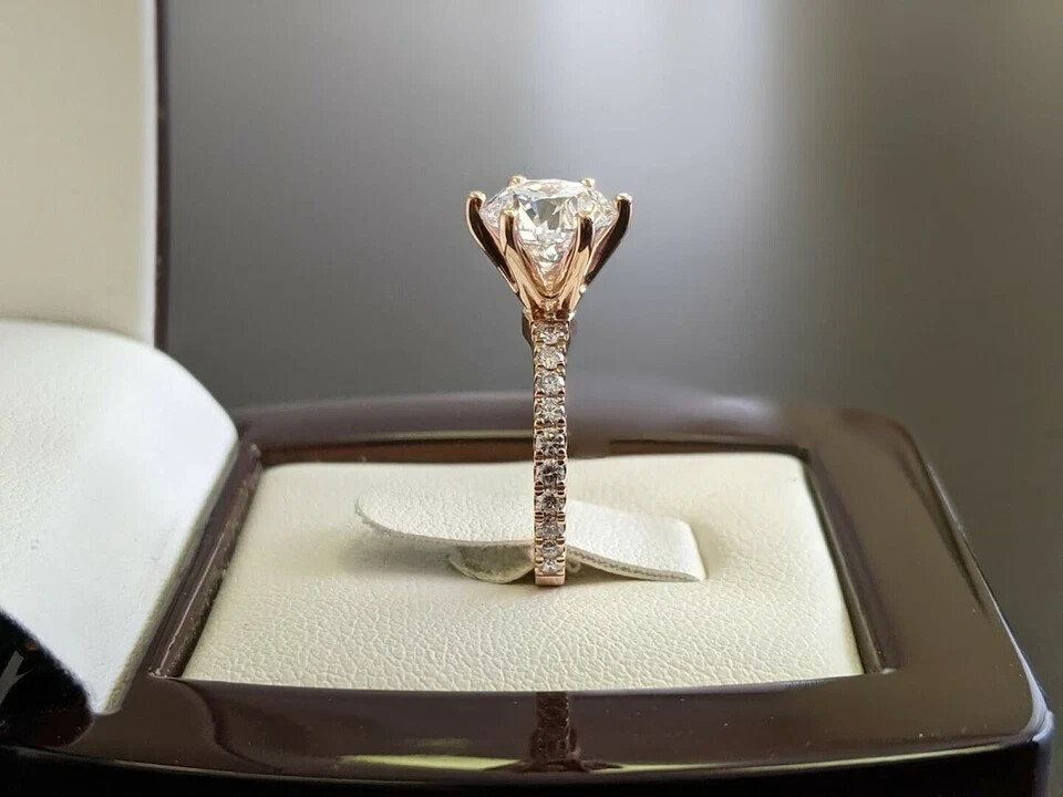 Diamond Engagement Ring 14K Rose Gold Round Cut 2.00 Ct IGI Certified Lab Grown