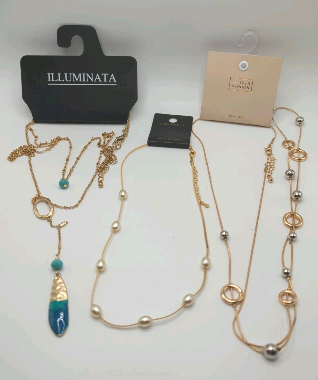 Lot Of 3 Gold Tone NWT Fashion Jewelry Necklace Bundle All Occasions Styles