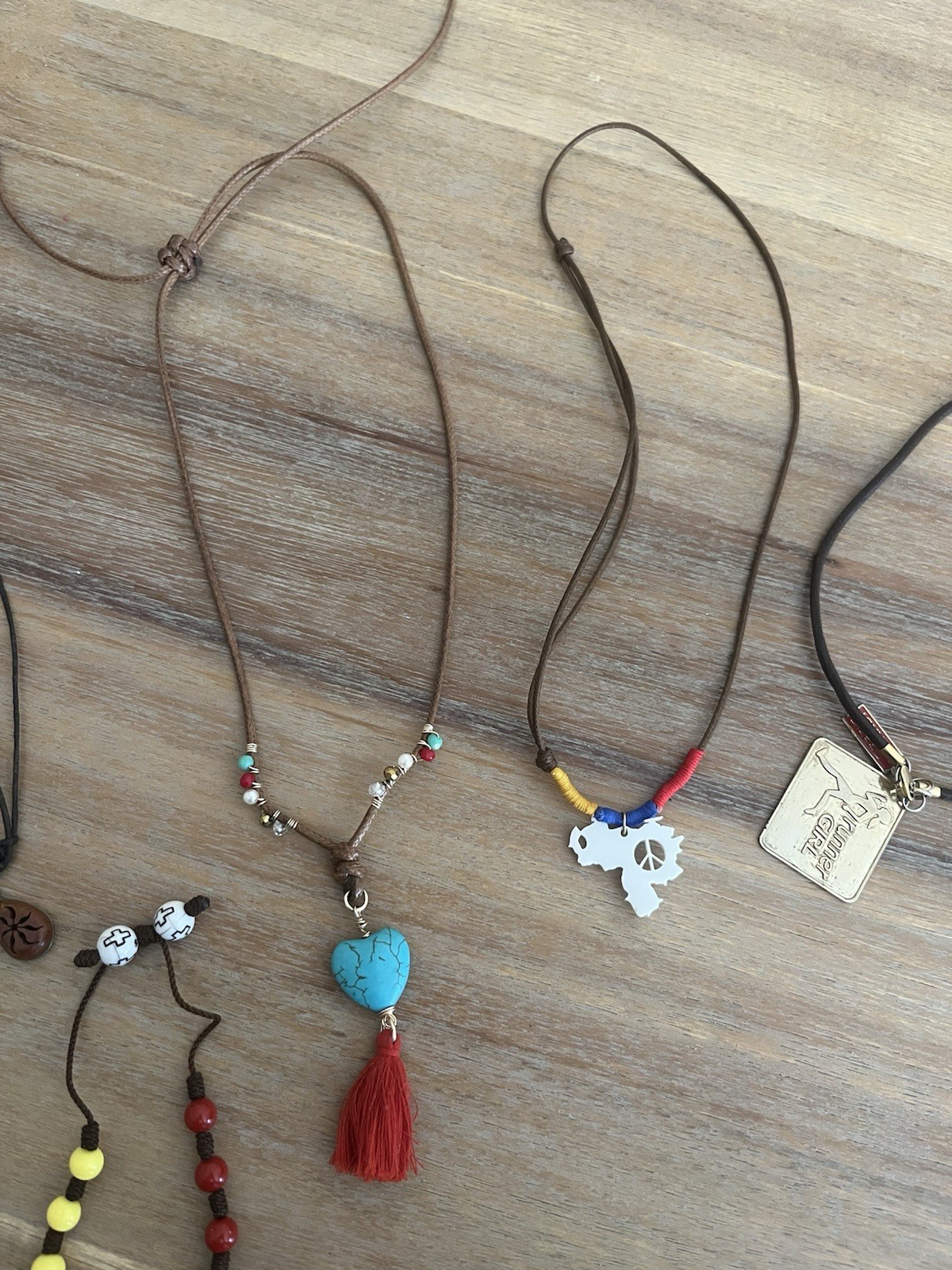 Multicolor Cord Jewelry Mixed Lot 6pc Necklaces Pendants Bracelet Turquoise
