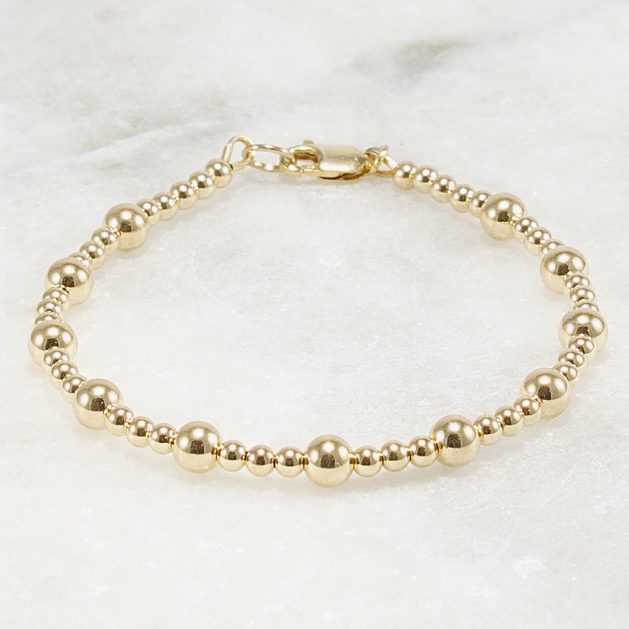 Gold Beaded Bracelet 14k Gold Filled 3mm 5mm