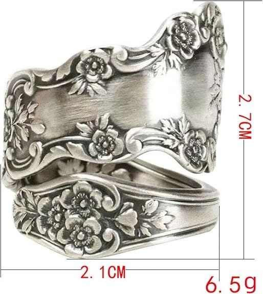 925 Sterling Silver Oxidized Spoon Ring Adjustable Ring Jewelry Gifts for Women