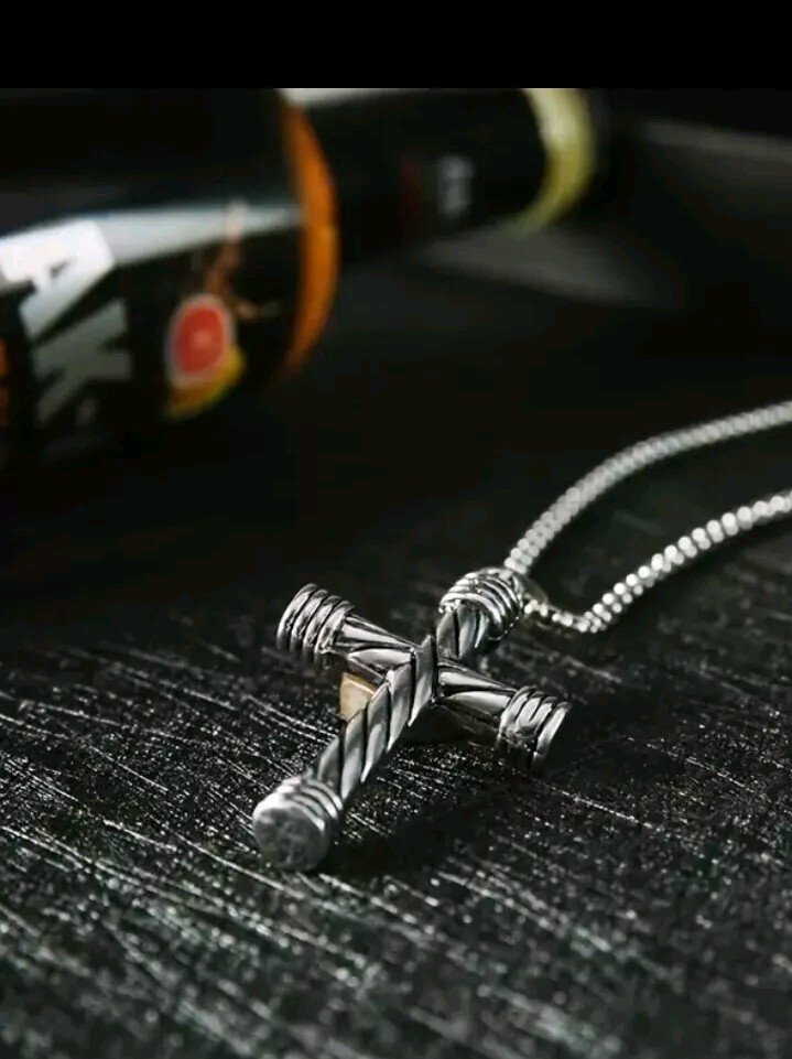 Collar Para Hombre con Colgante de Cruz Cadena con Crucifijo Joyería de Moda