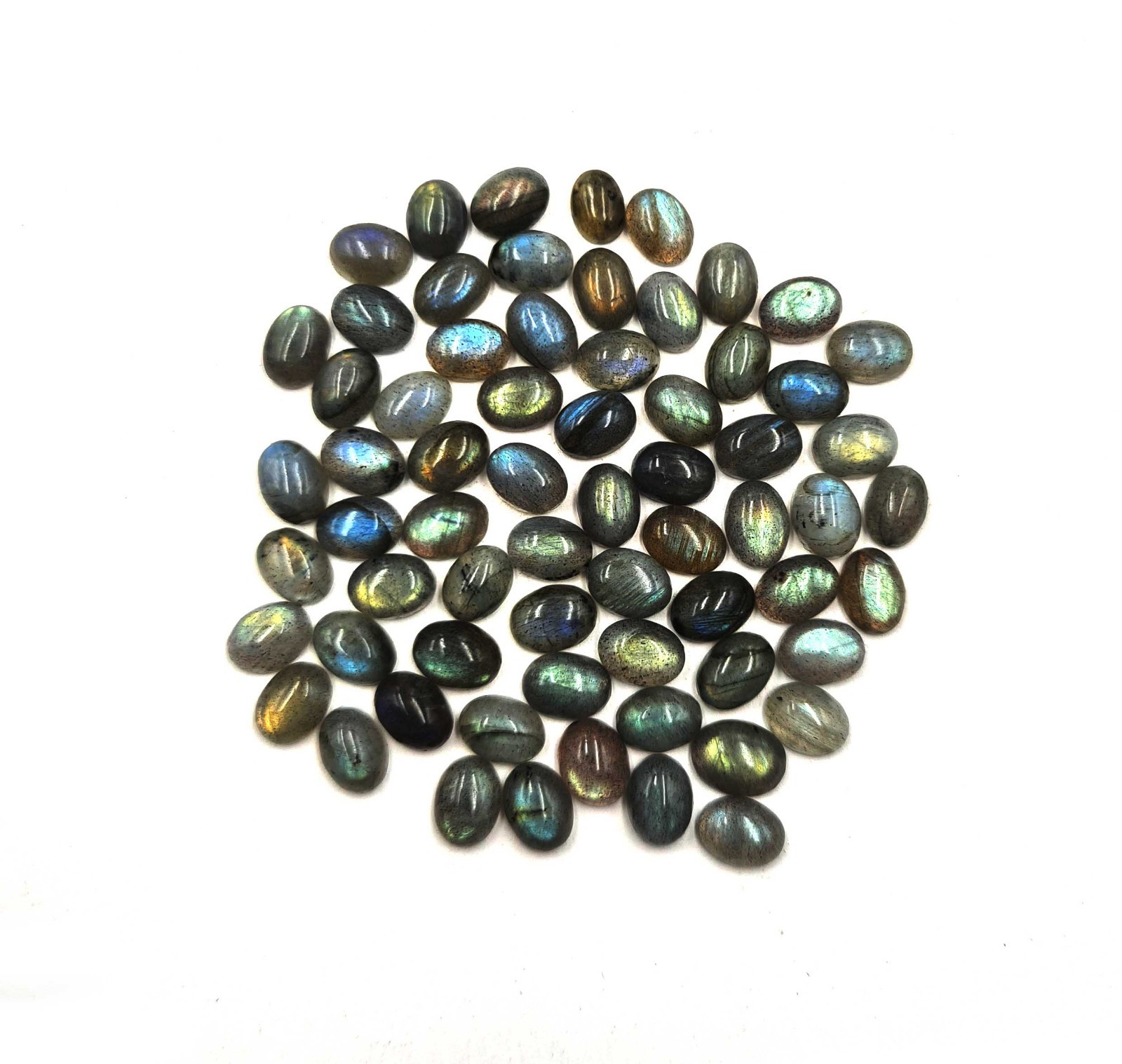 Natural Labradorite Oval Cabochon Loose Gemstone Lot 74 Pcs 6*8 MM 100 CT