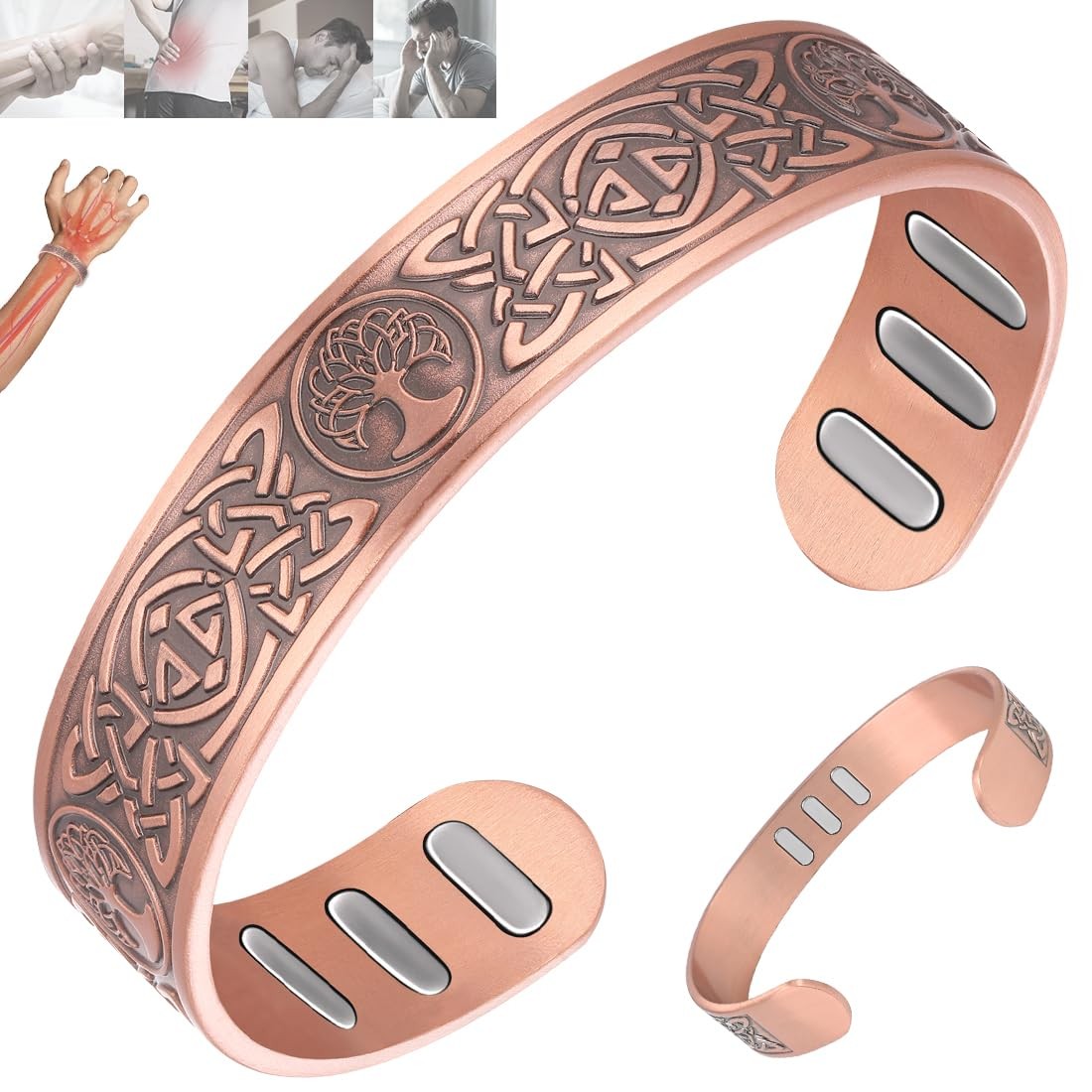 Vicmag Copper Bracelet for Men 9X Strength Magnetic 99% Pure Copper with 5000…