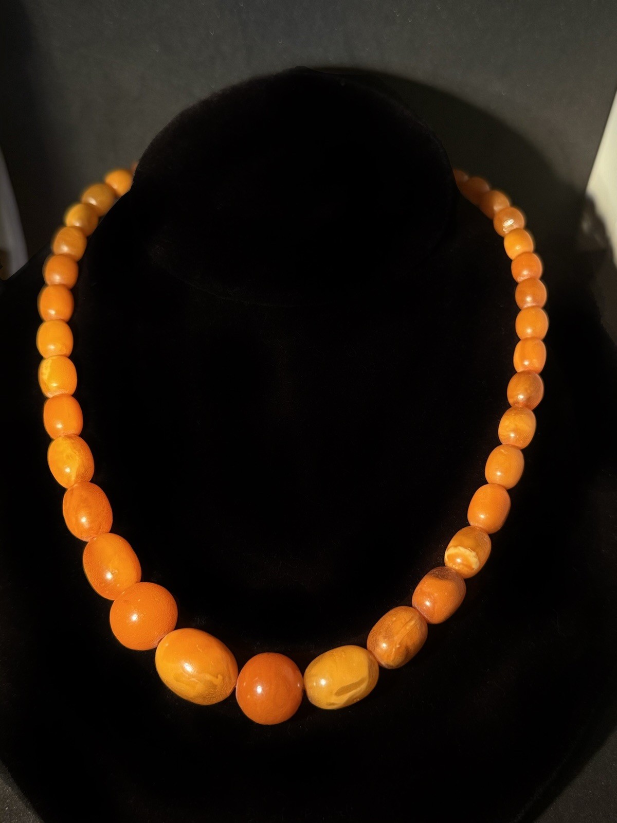 Natural Baltic Amber Necklace EggYolk RoundBeads 23” Ukrainian29.88g HighQuality