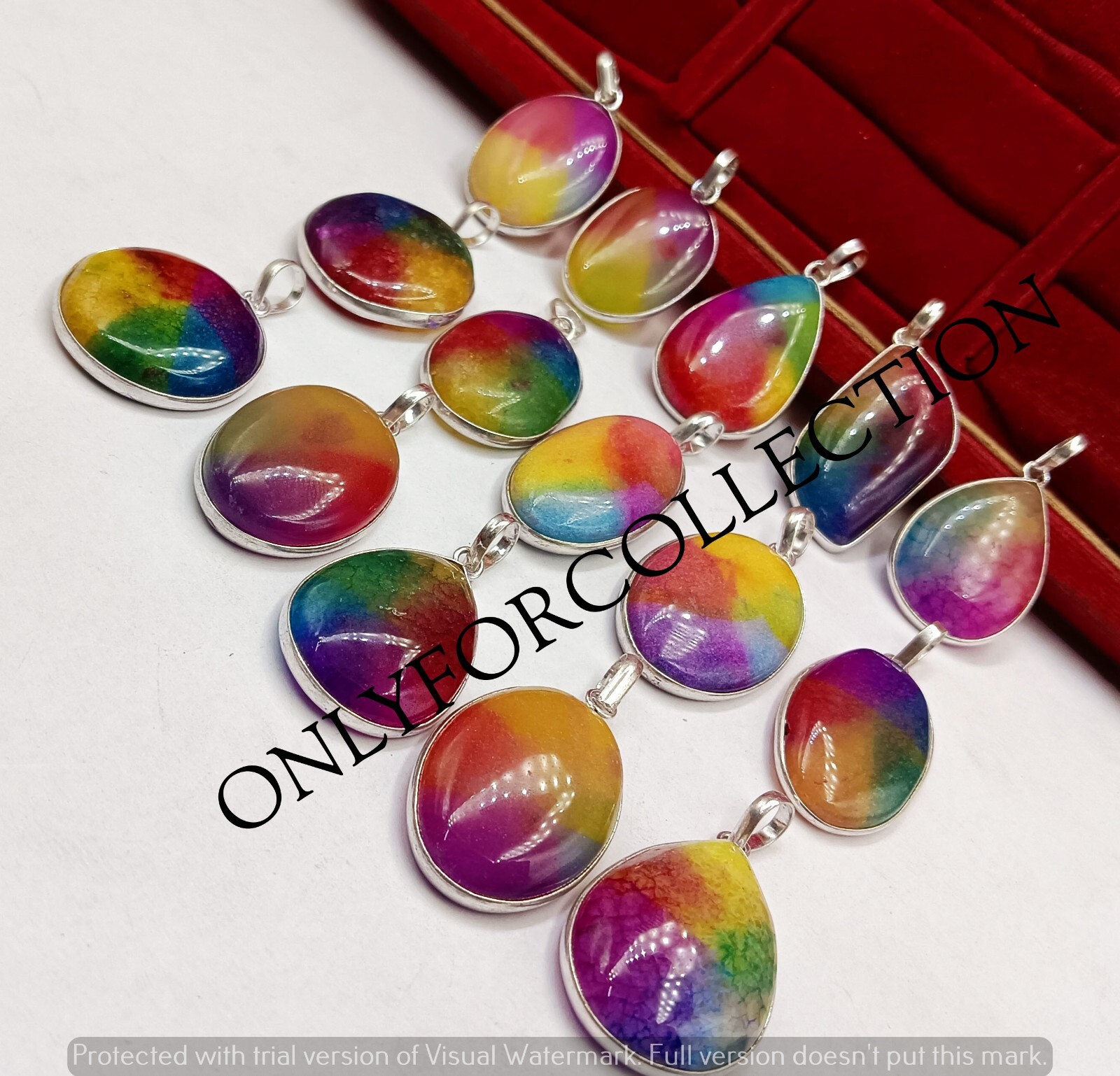 Rainbow Solar Quartz Gemstone 925 Sterling Silver Plated Wholesale Lot Pendants
