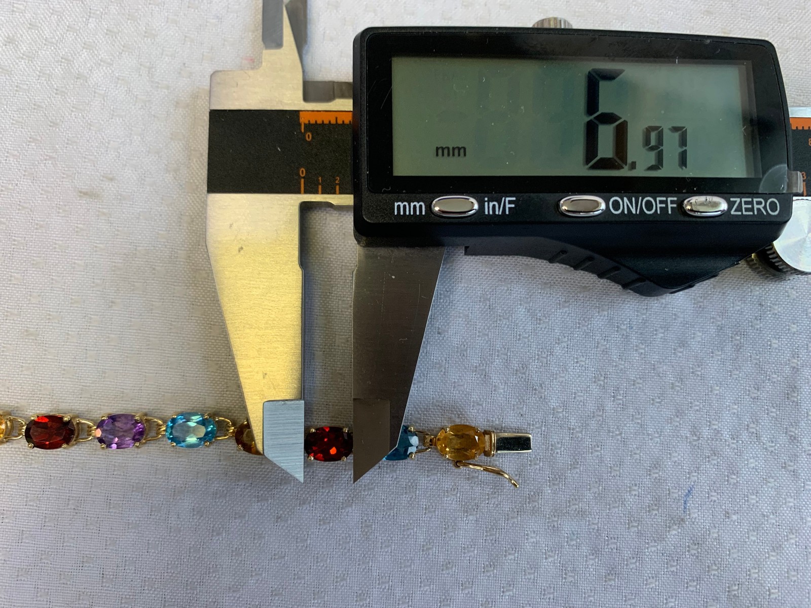 10K Yellow Gold Bracelet 7.69g Fine Jewelry 7″ Multicolor Stones *READ*