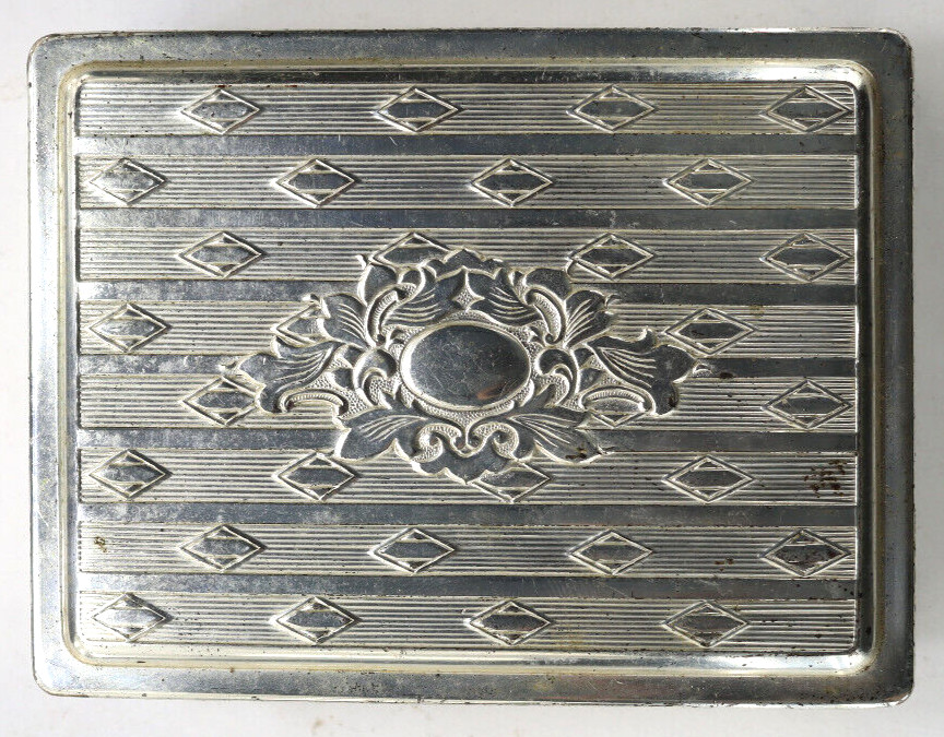 Vintage Made In Occupied Japan Wood Lined Metal Trinket Box With Maker’s Mark