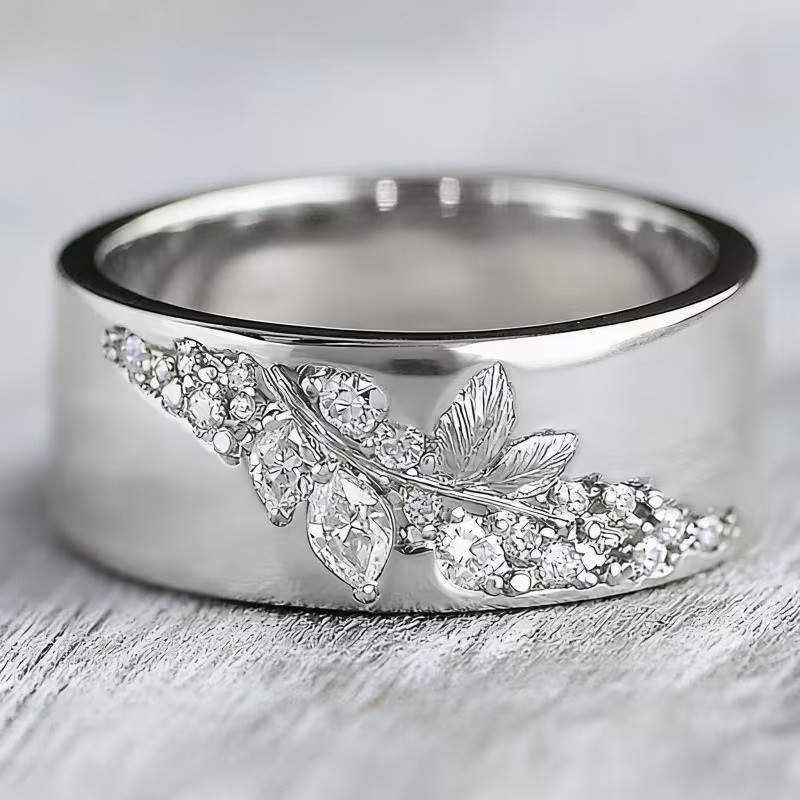 Elegant 925 Sterling Silver White Topaz Charms Wedding Engagement Ring Size 10.5