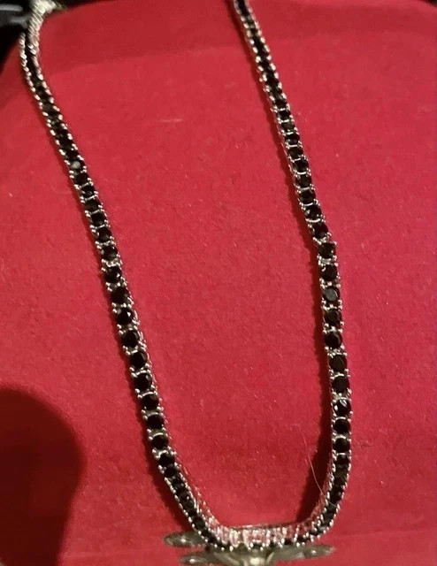 12Ct Round Cut Lab Created Black Diamond Tennis Necklace 14K White Gold Plated